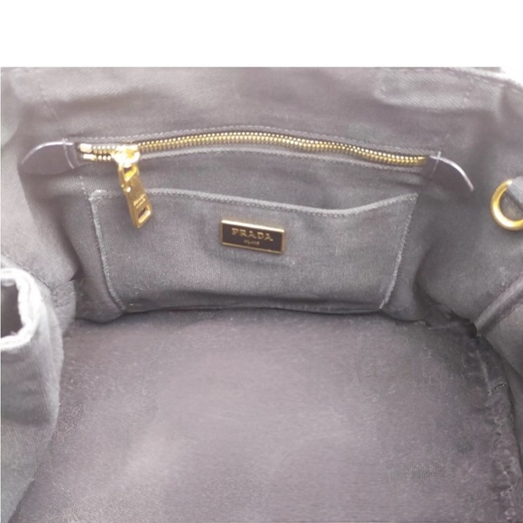 Authentic PRADA Canapa Canvas Shoulder Hand Bag Purse Black - Picture 12 of 17